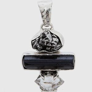 High Vibe Terrestrial Black Tourmaline & Herkimer Diamond Pendant